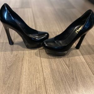 YSL Saint Laurent Patent Leather Tribtoo 105 Platform Pumps Shoes